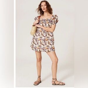 Tory Burch Floral Mini Dress in Brown and Orange